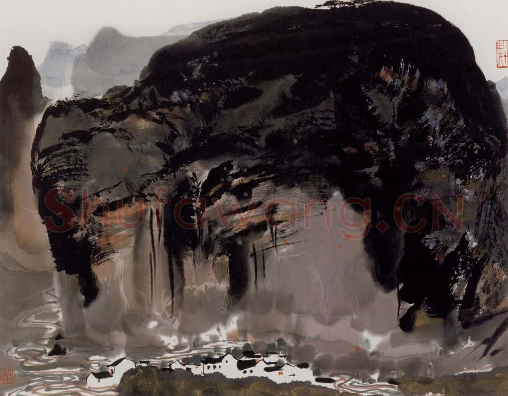 1980年 吴冠中 武夷山下 书画作品