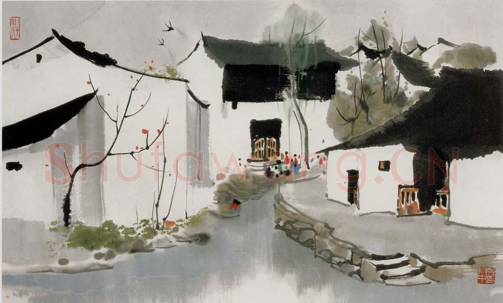 1980年 吴冠中 鲁迅故土 书画作品
