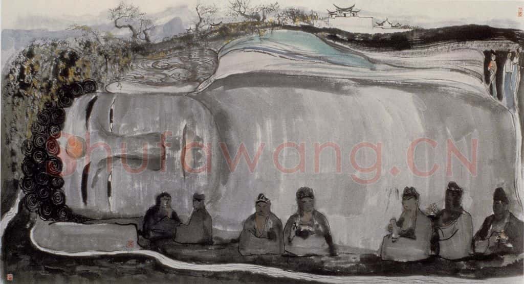 1980年 吴冠中 卧佛 书画作品