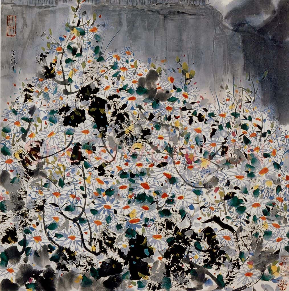 1980年 吴冠中 野菊 书画作品
