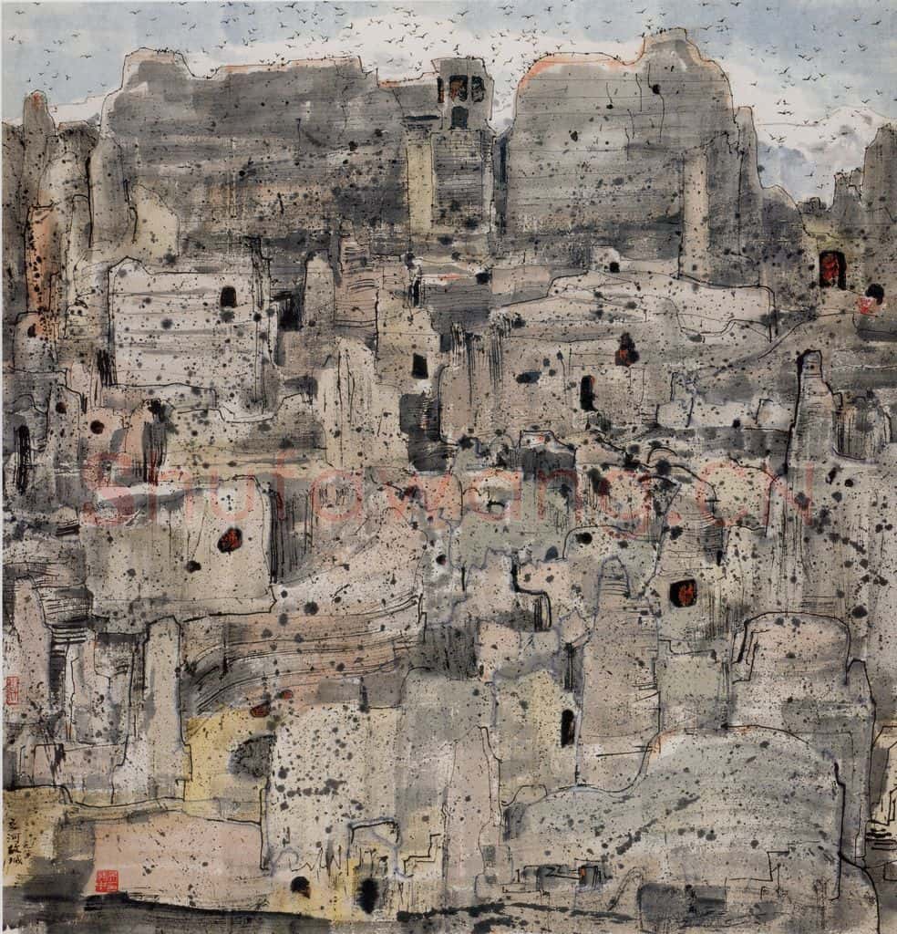 1981年 吴冠中 交河故城 书画作品