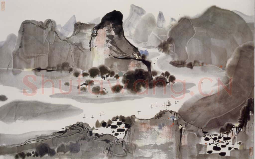 1982年 吴冠中 漓江 书画作品