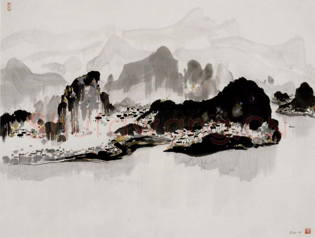 1982年 吴冠中 桂林漓江 书画作品