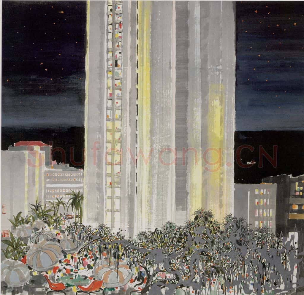 1982年 吴冠中 非洲之夜 书画作品