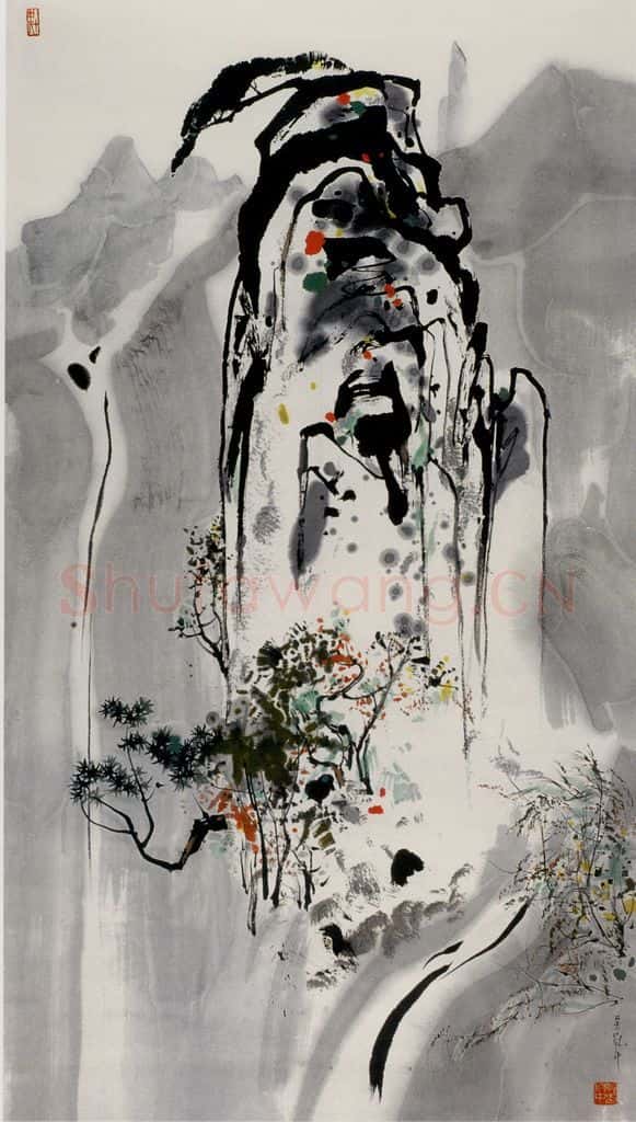 1983年 吴冠中 黄山喜鹊登梅 书画作品