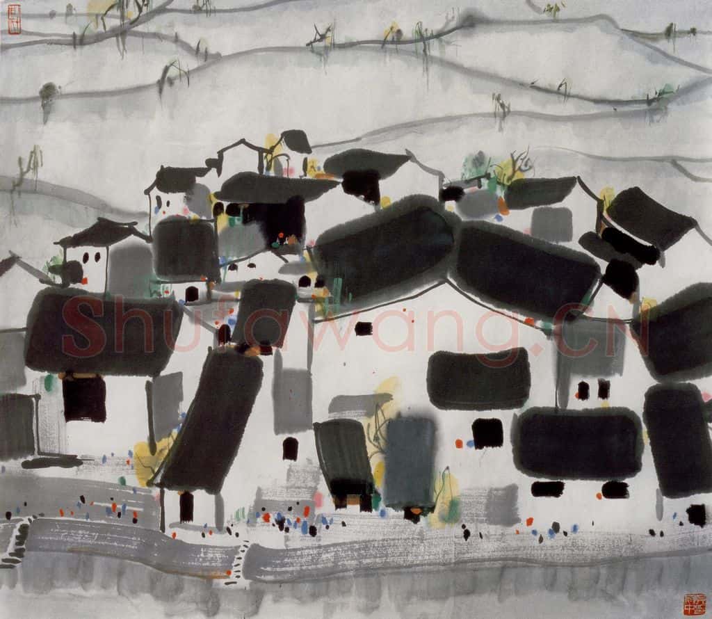 1983年 吴冠中 水乡 书画作品