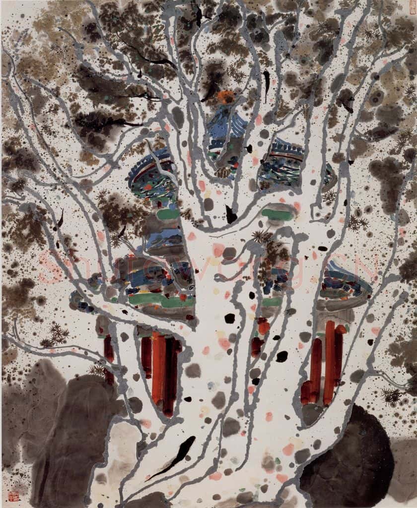 1984年 吴冠中 白皮松 书画作品