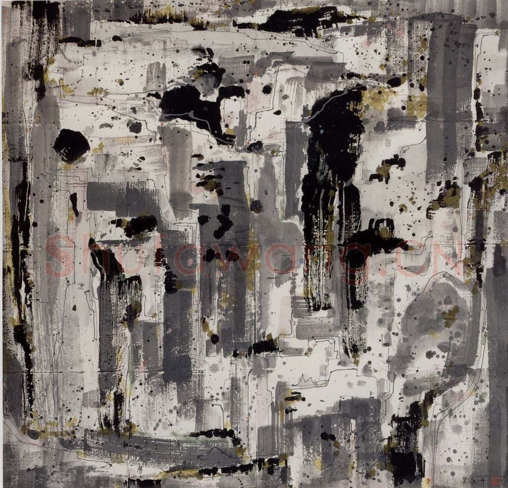 1984年 吴冠中 峭壁 书画作品