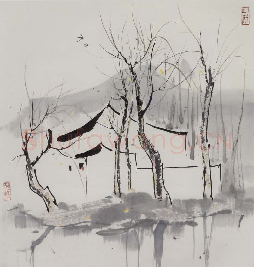 1984年 吴冠中 水乡春早 书画作品