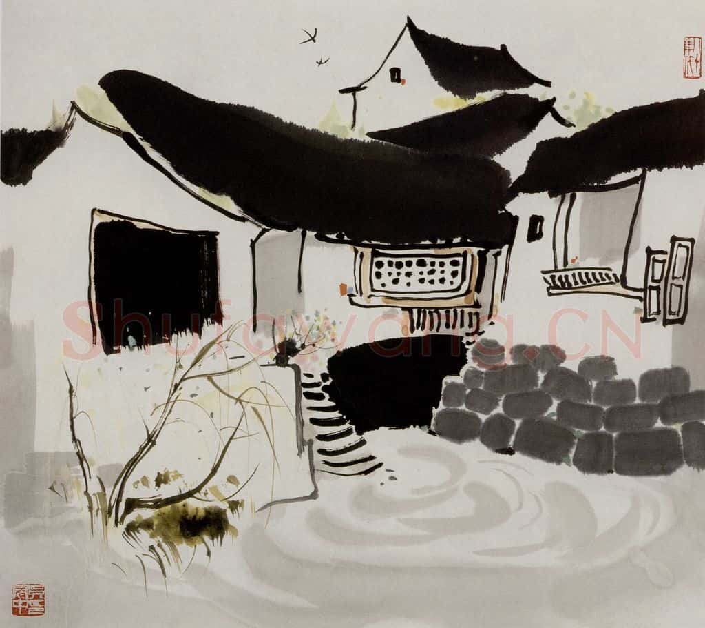 1985年 吴冠中 家 书画作品
