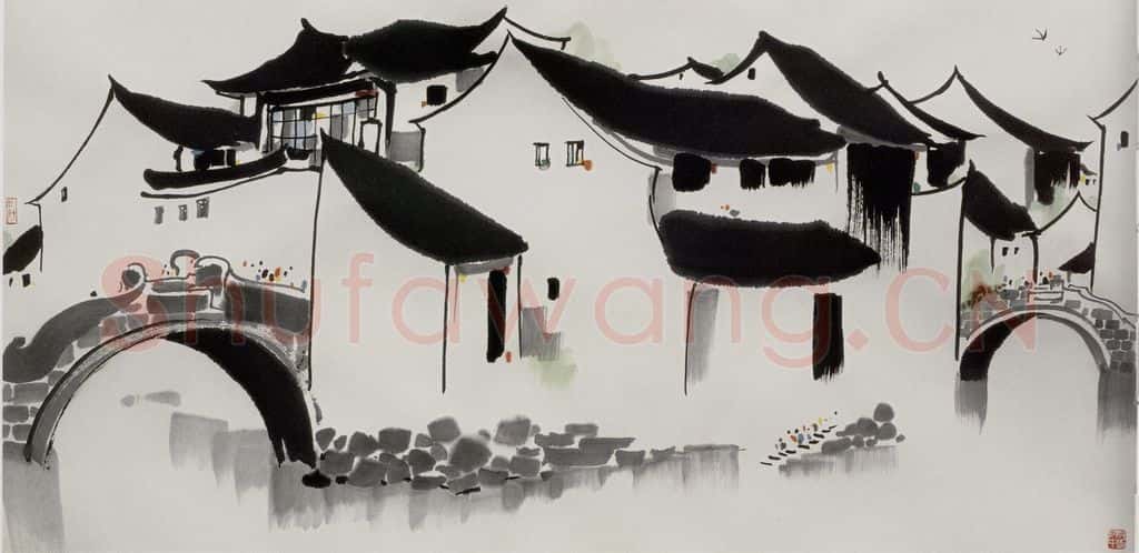 1985年 吴冠中 周庄双桥 书画作品
