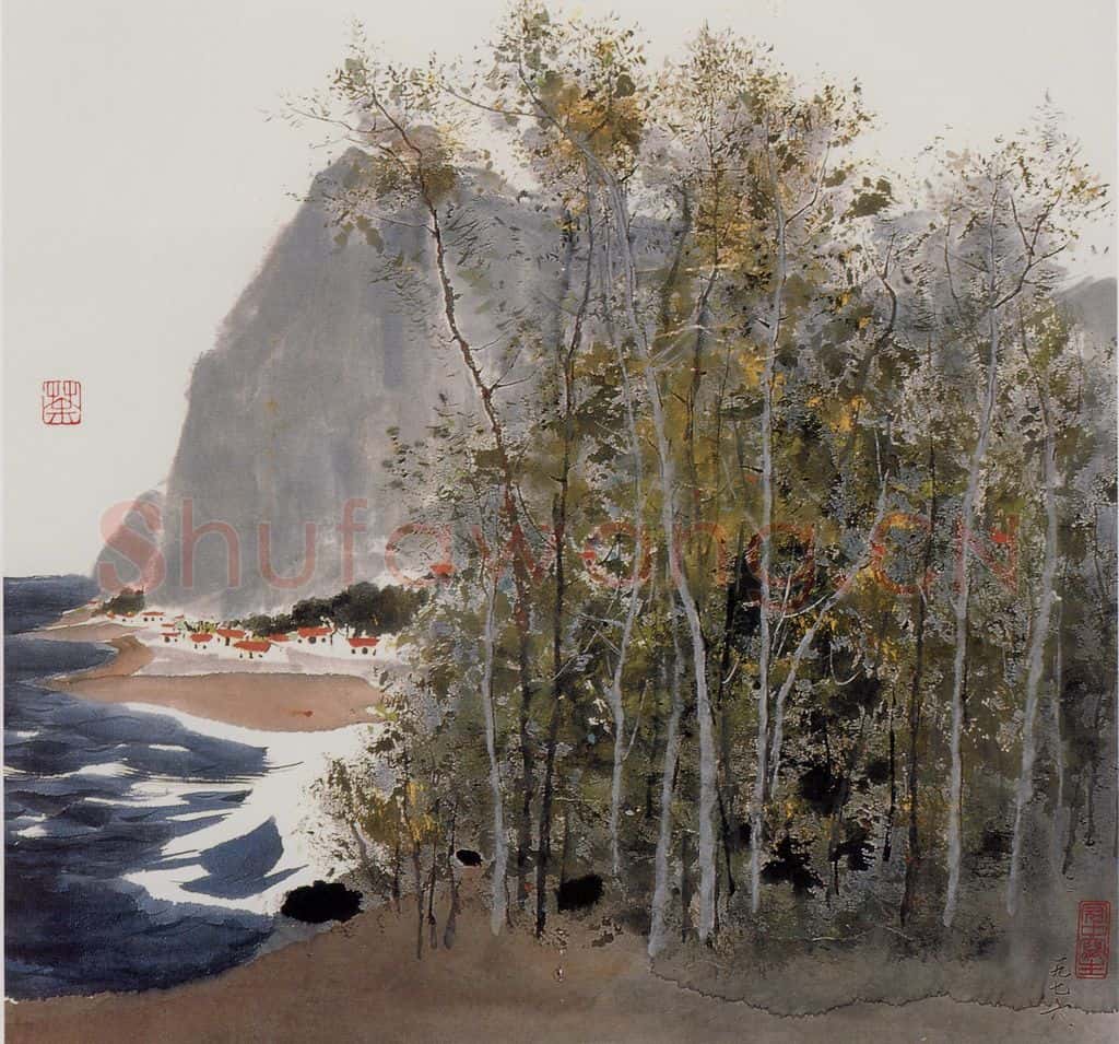 1976年 吴冠中 海边小景 书画作品