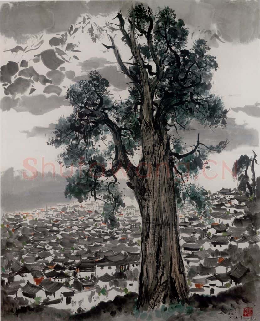 1978年 吴冠中 玉龙山下古丽江 书画作品