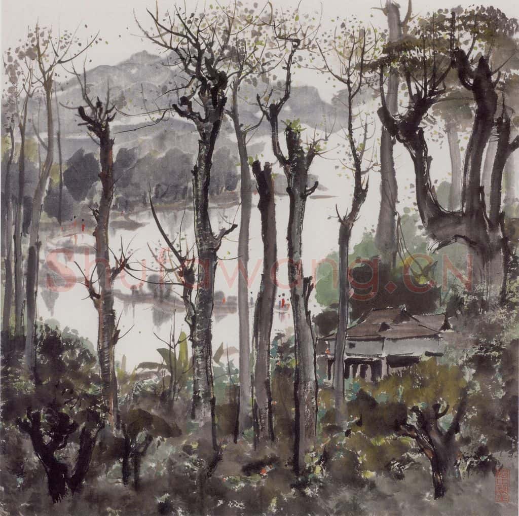 1978年 吴冠中 西双版纳江边 书画作品
