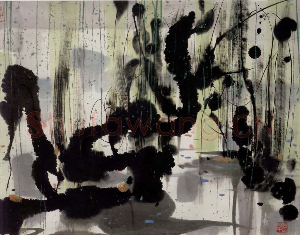1986年 吴冠中 花溪树 书画作品