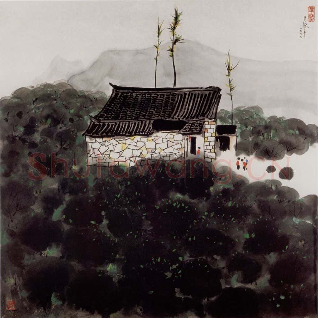 1987年 吴冠中 茶场 书画作品