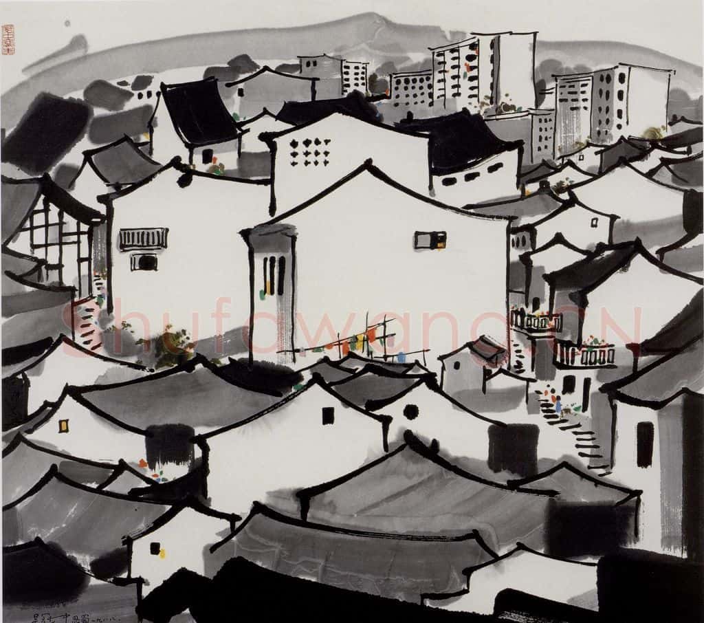 1988年 吴冠中 思蜀 书画作品