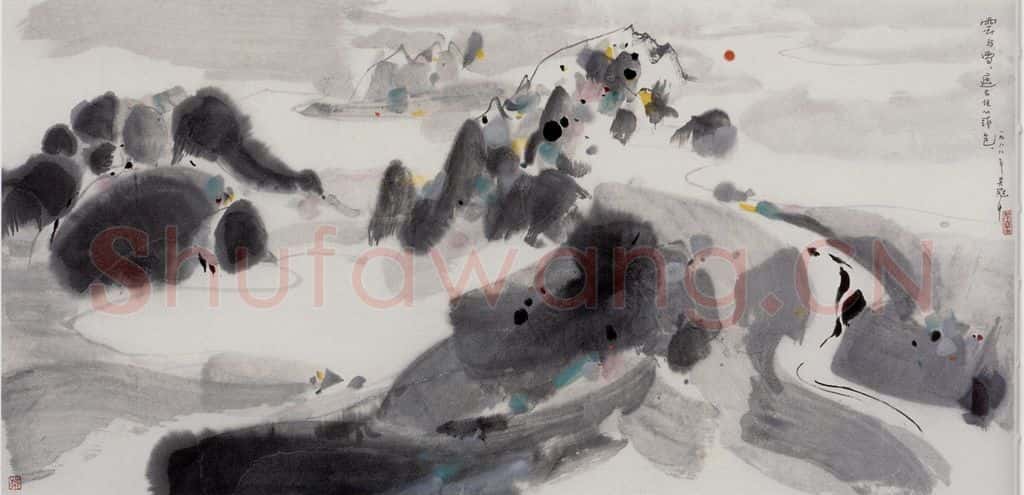 1988年 吴冠中 云与雪 书画作品