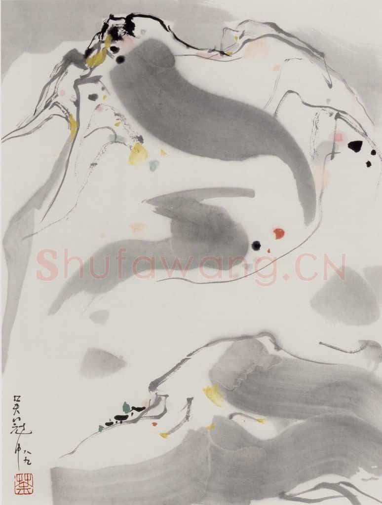 1989年 吴冠中 雪山(册页) 书画作品