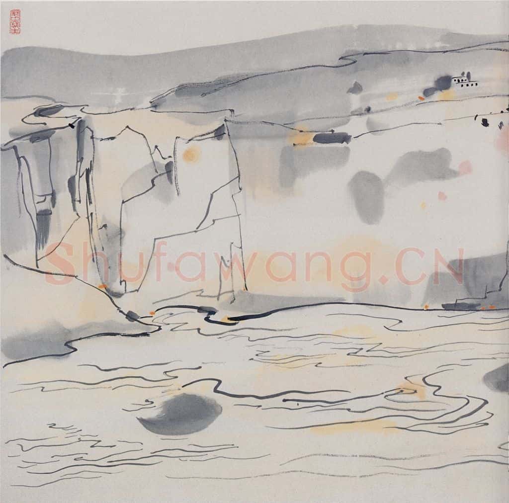 1989年 吴冠中 黄河月 书画作品
