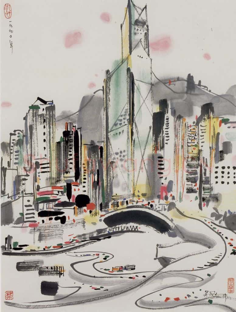 1990年 吴冠中 香港中国银行 书画作品