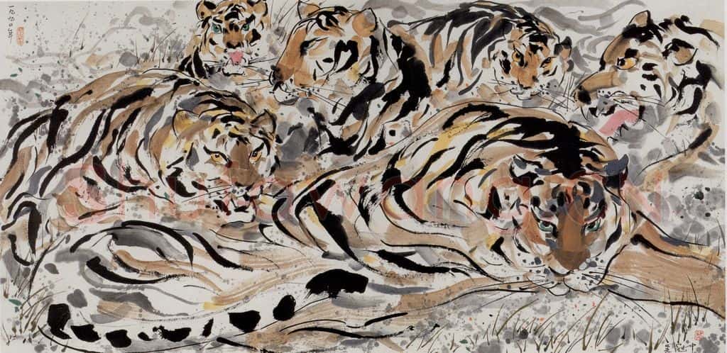 1990年 吴冠中 老虎 书画作品