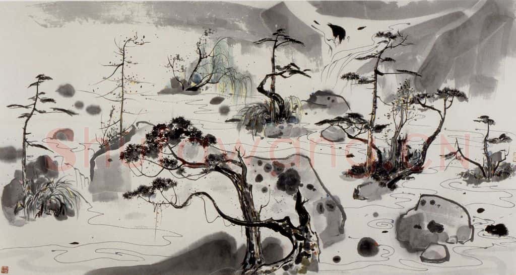 1986年 吴冠中 盆景海 书画作品