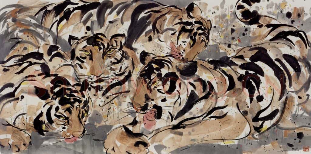 1992年 吴冠中 老虎 书画作品