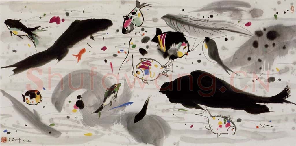 1993年 吴冠中 大海 书画作品