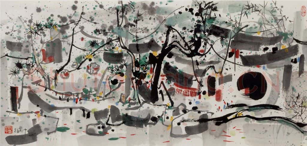 1991年 吴冠中 苏州网师园 书画作品