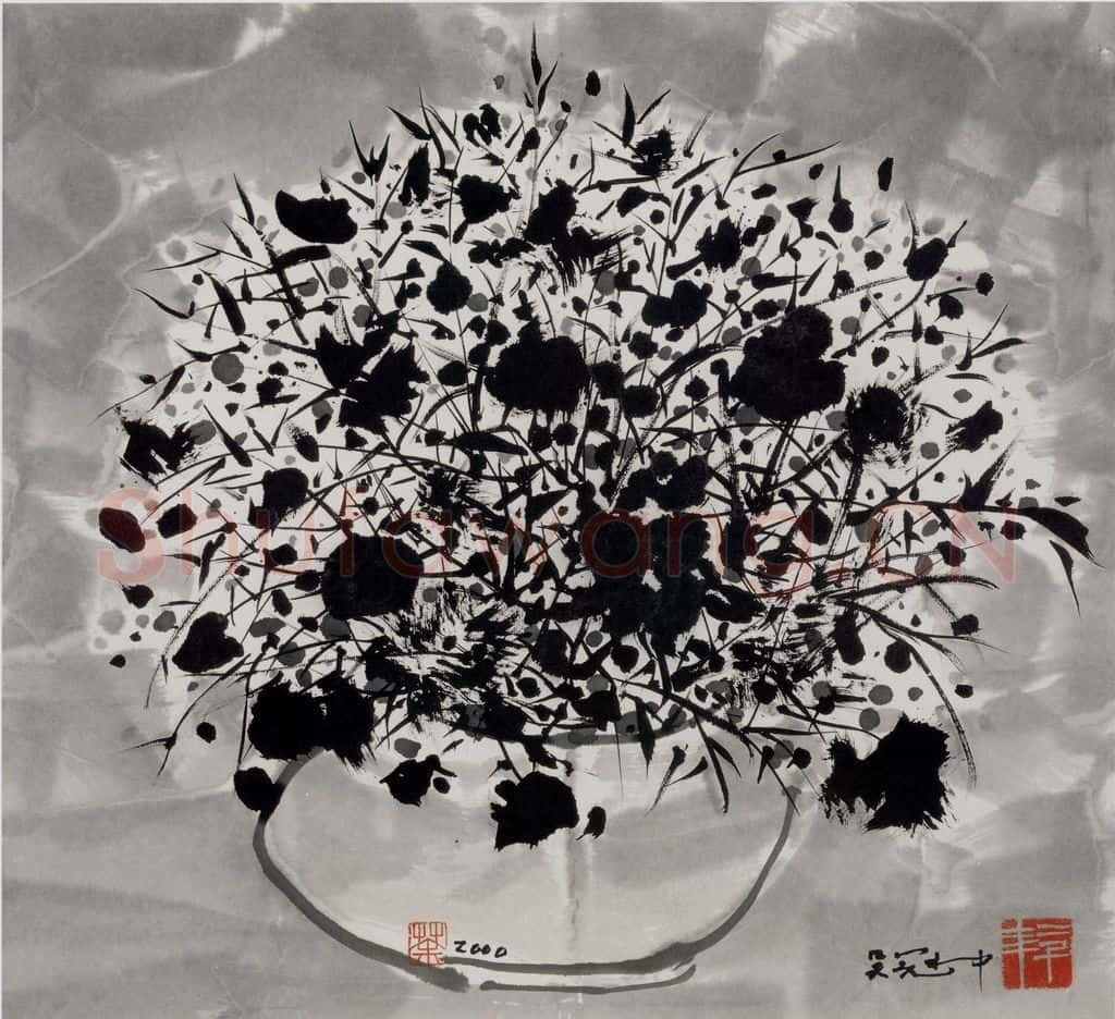 2000年 吴冠中 墨之花 书画作品