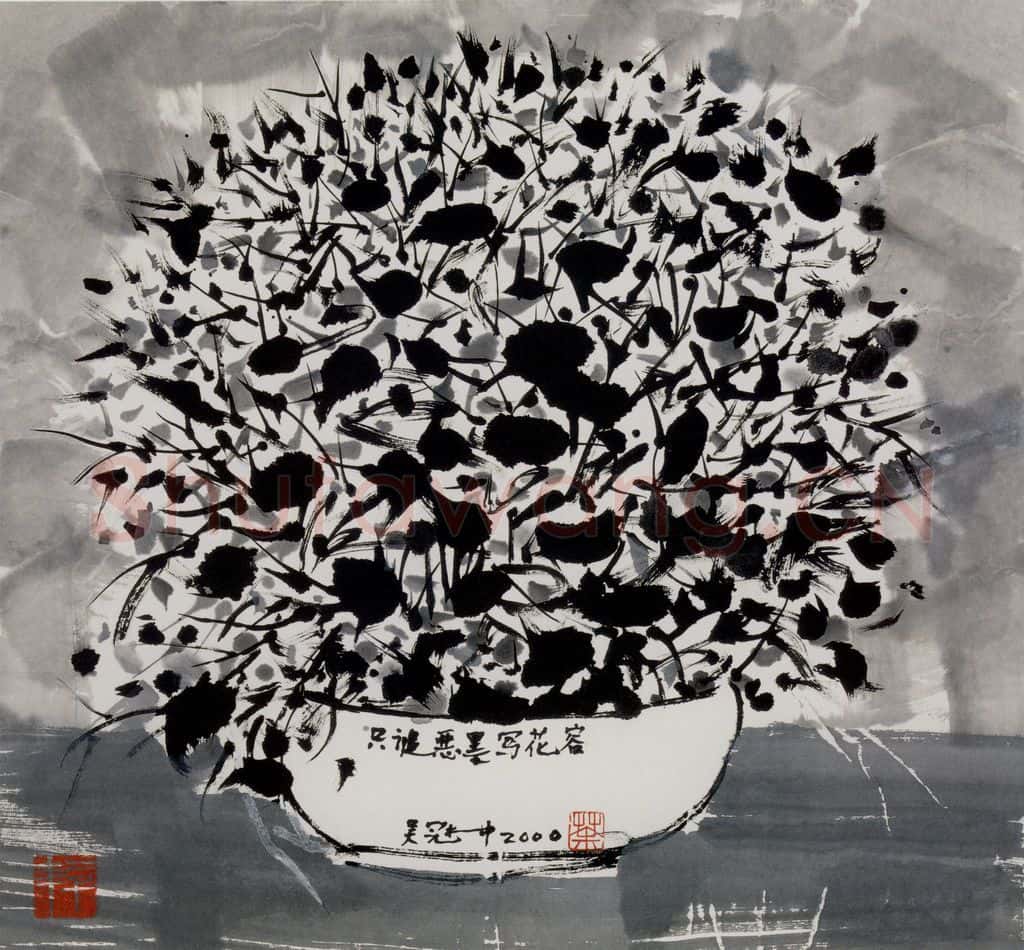 2000年 吴冠中 墨之花 书画作品