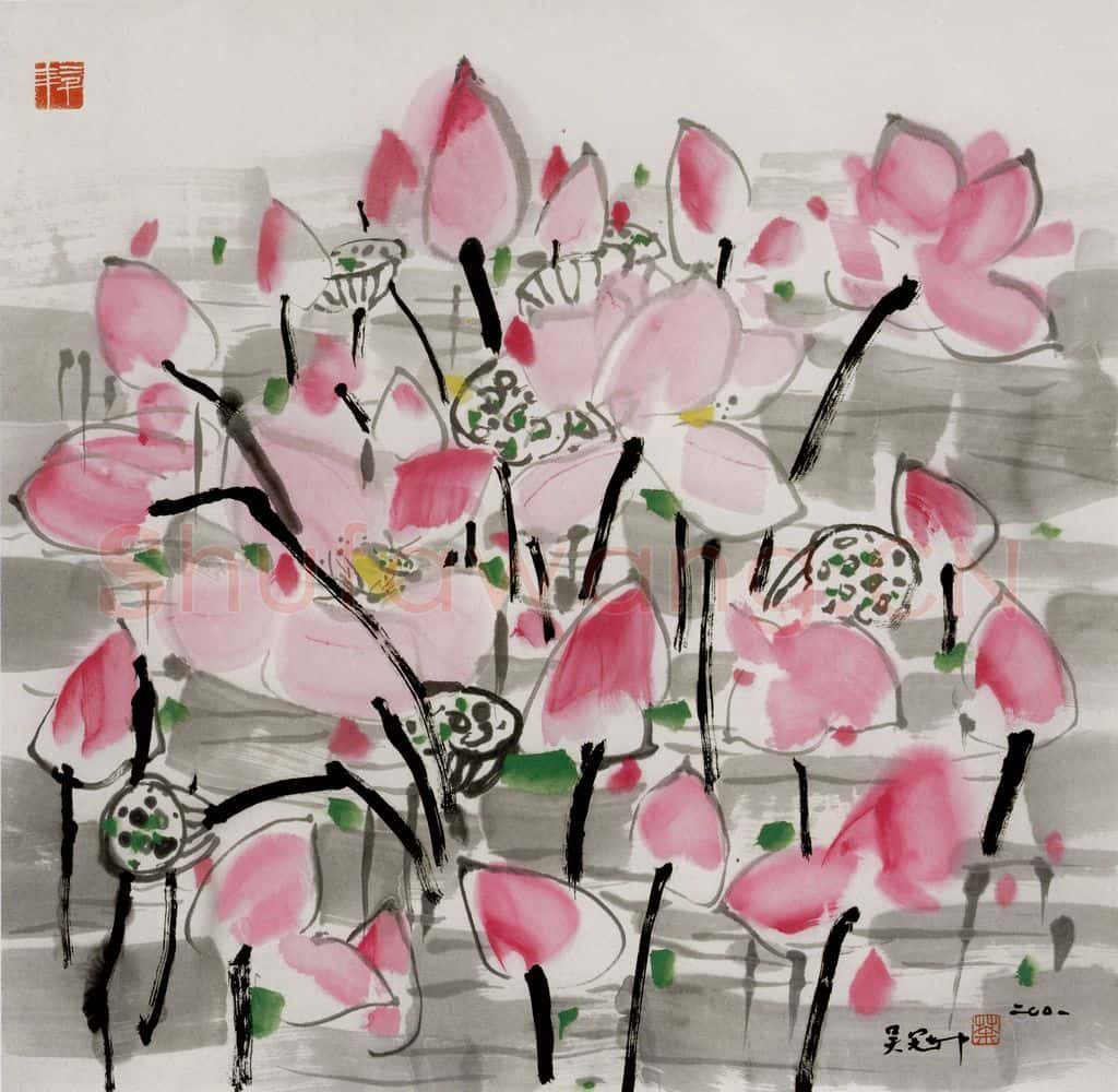 2001年 吴冠中 映日 书画作品