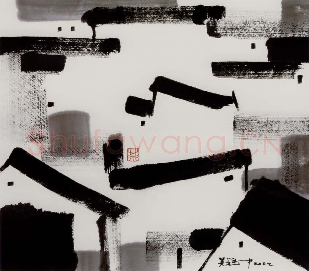 2002年 吴冠中 白墙与白墙 书画作品