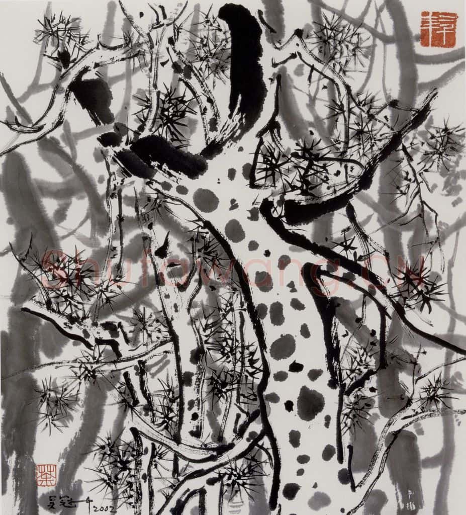 2002年 吴冠中 墨松 书画作品