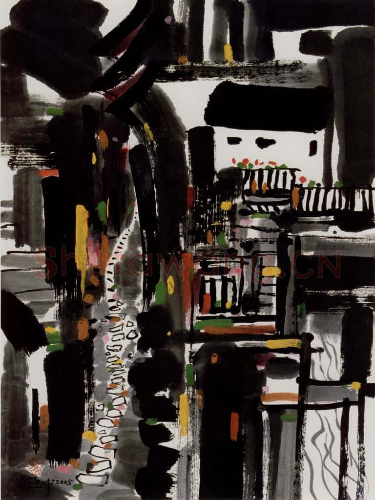 2005年 吴冠中 乌江老街 书画作品