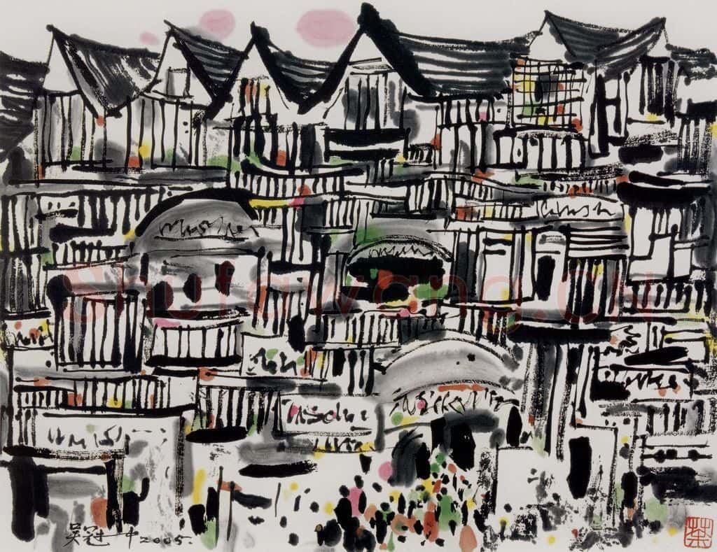 2005年 吴冠中 莎士比亚故里 书画作品