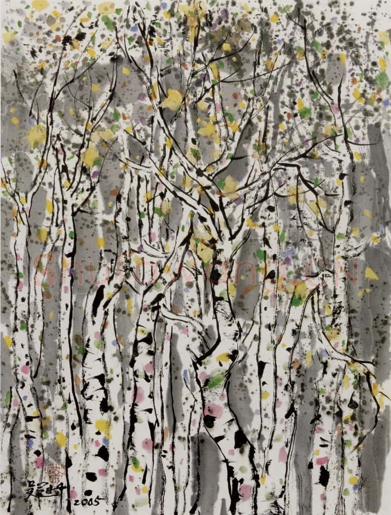 2005年 吴冠中 白桦林 书画作品