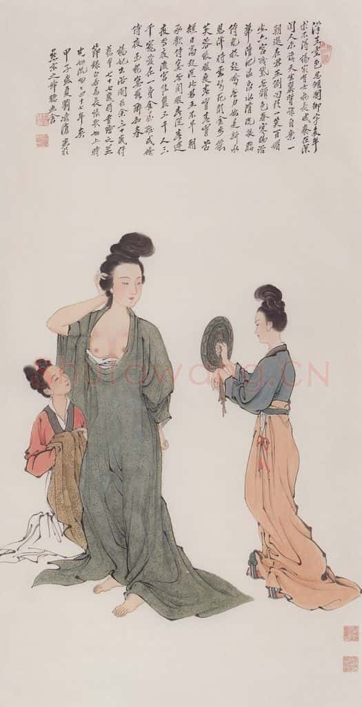 1984年 刘凌沧《贵妃出浴》书画作品