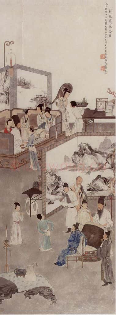 1936年 刘凌沧《韩熙载夜宴图》书画作品