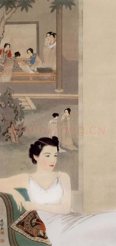 40年代 刘凌沧《时装仕女》书画作品