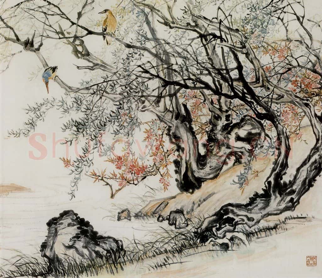 吴茀之 鱼鹰 书画作品