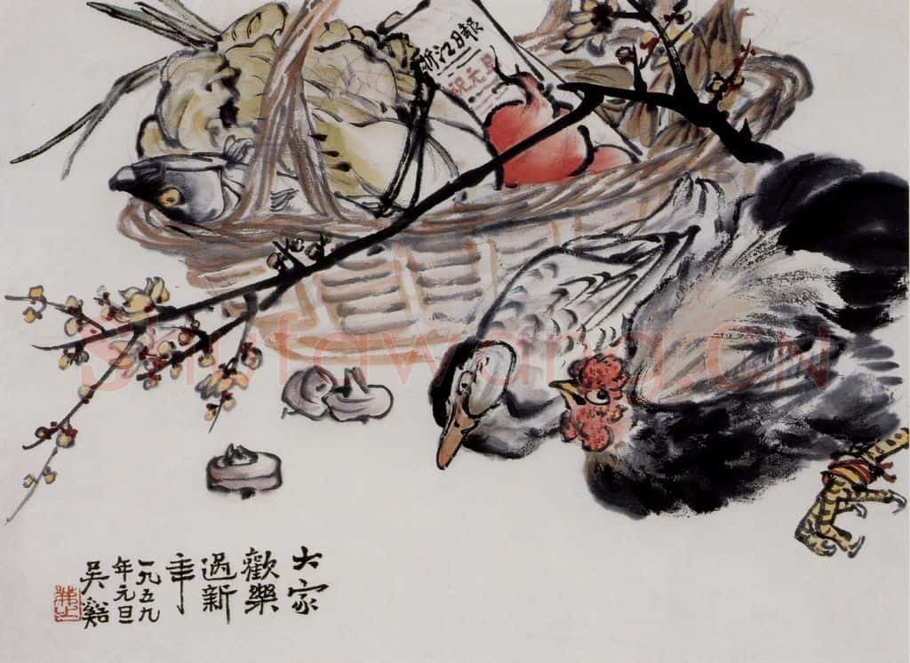  吴茀之 喜过新年图 书画作品
