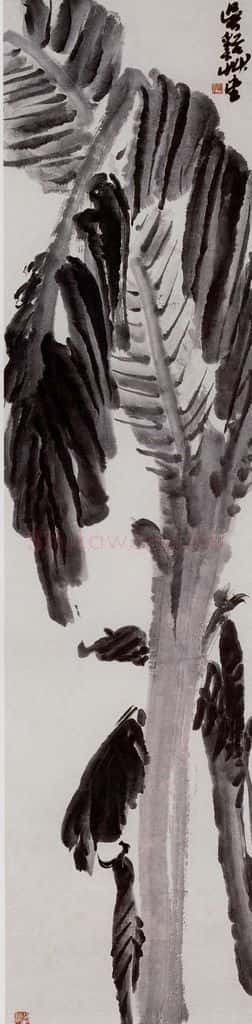 吴茀之 蕉雨潇潇 书画作品