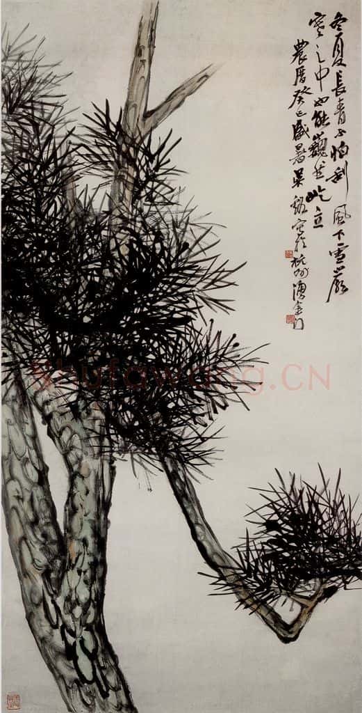 1953年 吴茀之 青松 书画作品