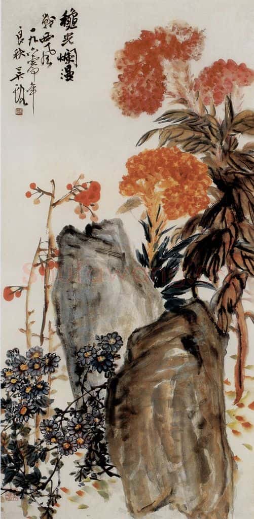 1960年 吴茀之 秋光烂漫战西风 书画作品