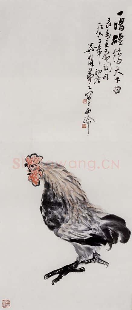 1962年 吴茀之 一场雄鸡天下白 书画作品