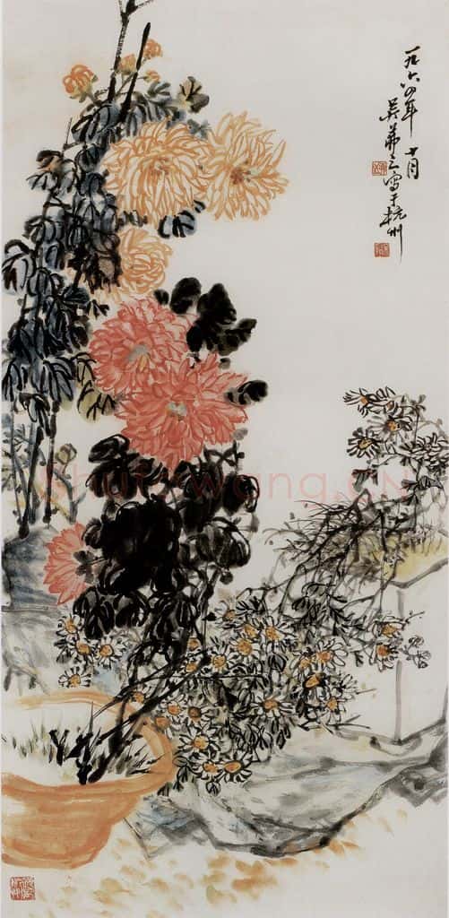 1964年 吴茀之 秋艳寒香 书画作品