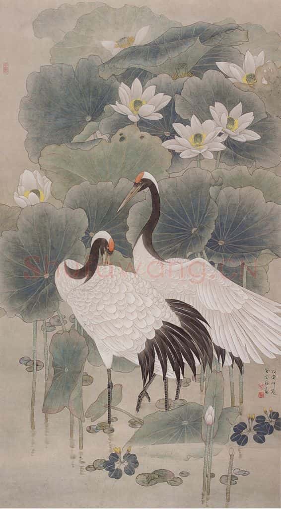 1998年 喻继高《佳偶嬉戏》书画作品