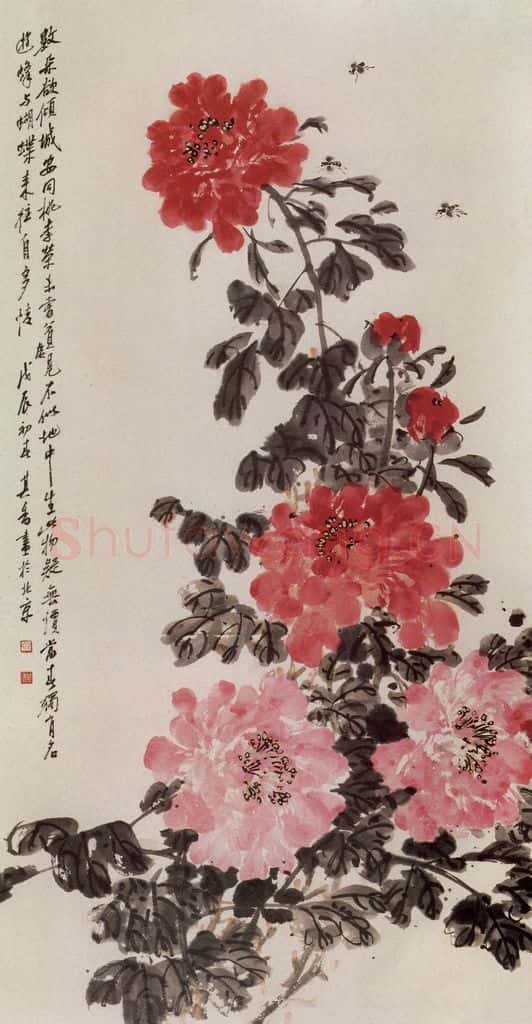 1988年 宗其香《数朵欲倾城》书画作品
